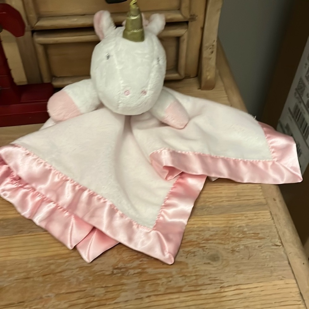 Cloud Island Unicorn Lovey Security Blanket Satin Trim